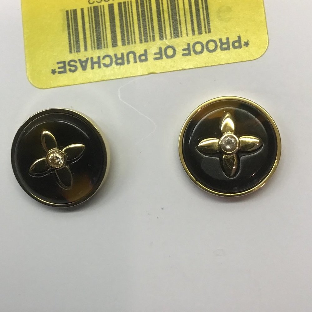 Kate Spade New Black with Slight Brown Tones Round Cross Earrings